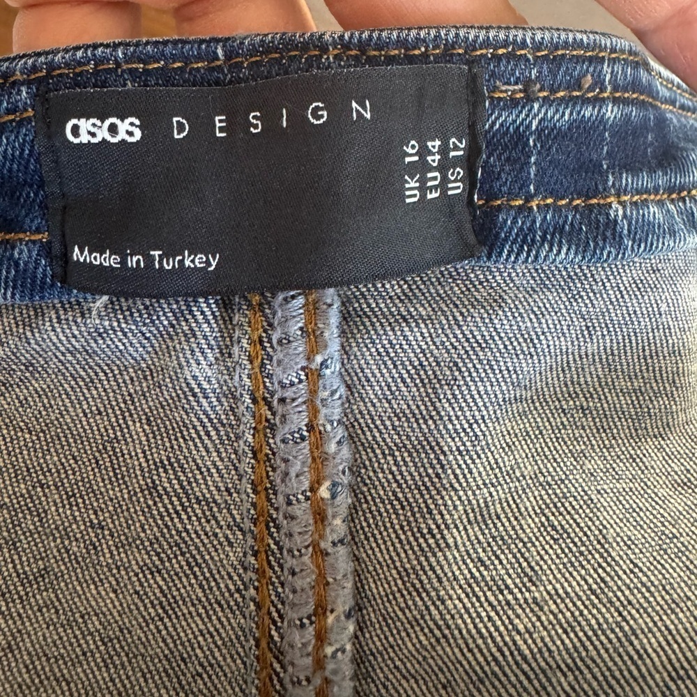 ASOS MICRO MINI DENIN SKIRT blue jeans size 12 missing the snap on the front - Picture 7 of 12